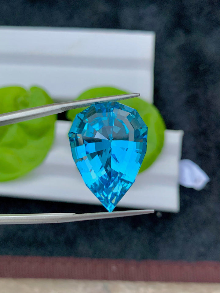 Pear Cut Swiss Blue Topaz Loose Gemstone, 36.45 CT
