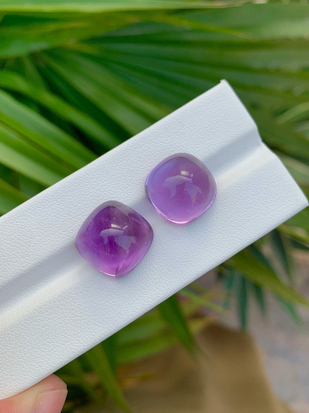 Deep Purple Amethyst Cabochon Pair: Fine Gemstone, 25.55 Carat
