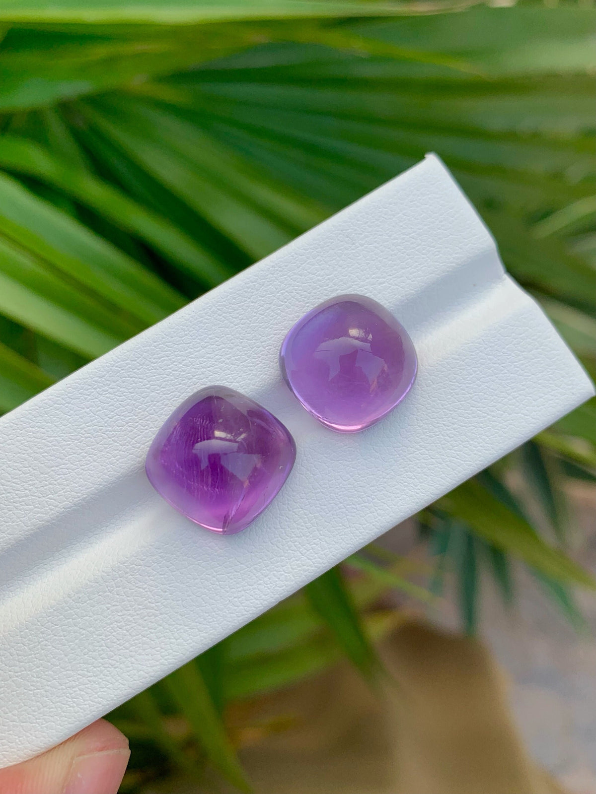Deep Purple Amethyst Cabochon Pair: Fine Gemstone, 25.55 Carat
