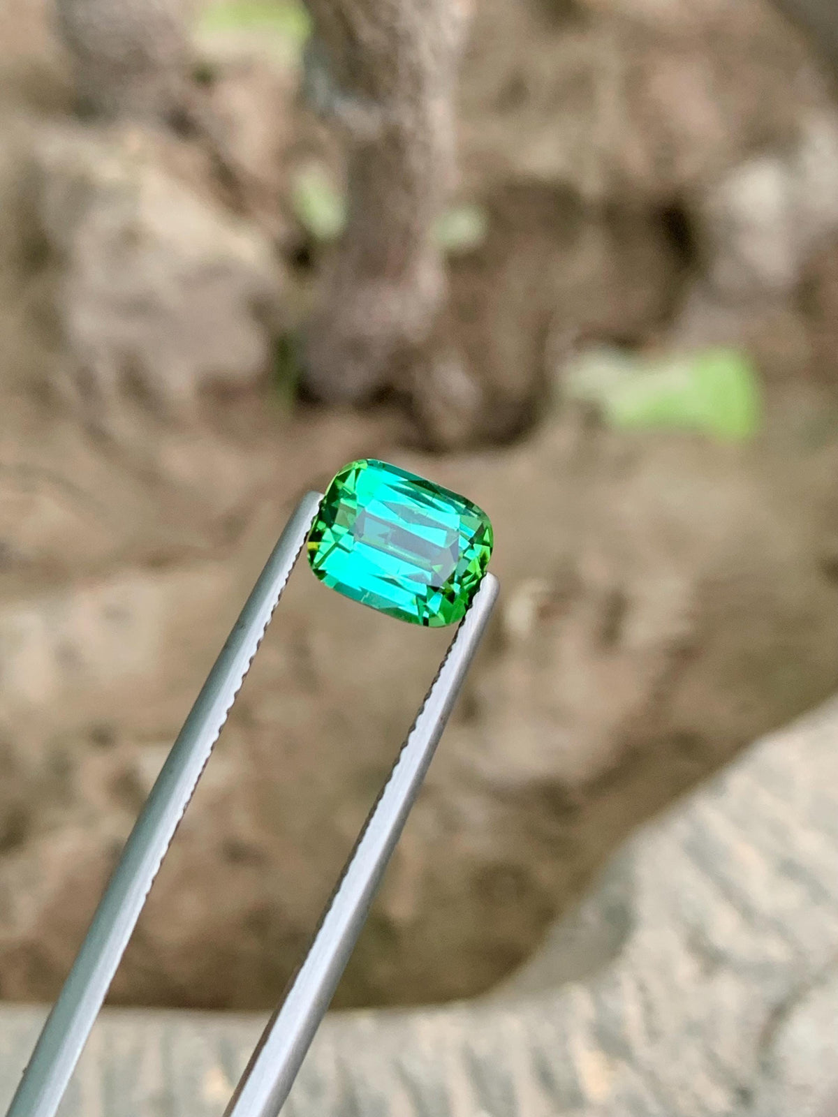 Natural Bluish Green Tourmaline Gemstone: Cushion Cut, 2.60 CT