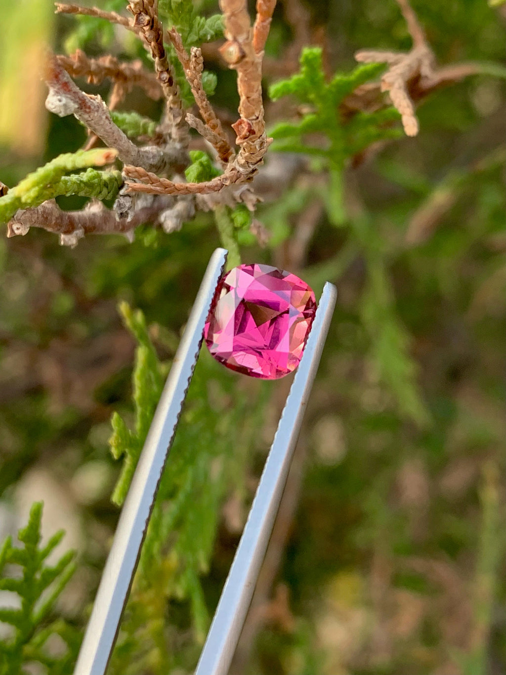 2.25 CT Deep Pink Tourmaline Gemstone: Cushion Cut, Afghanistan Origin