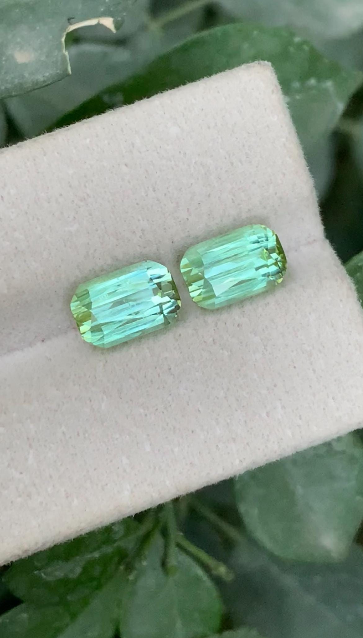 Bluish Green Tourmaline Pair 4.20ct – Cushion Cut Matching Gems from Afghanistan
