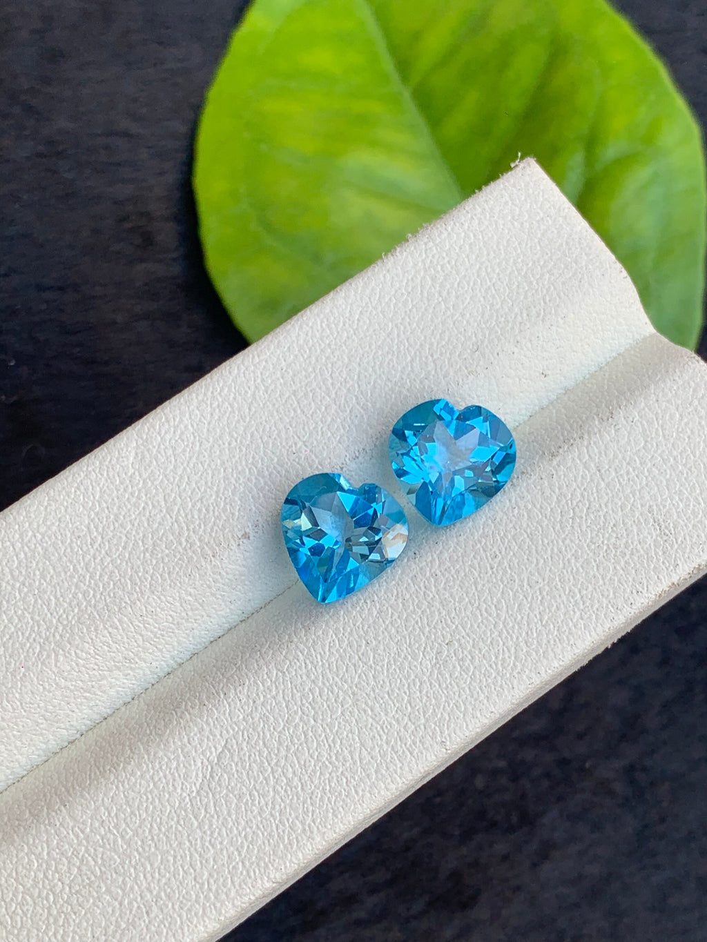 Swiss Blue Heart Shape Topaz Pair, Natural Topaz Cut Stones, 6.10 carat