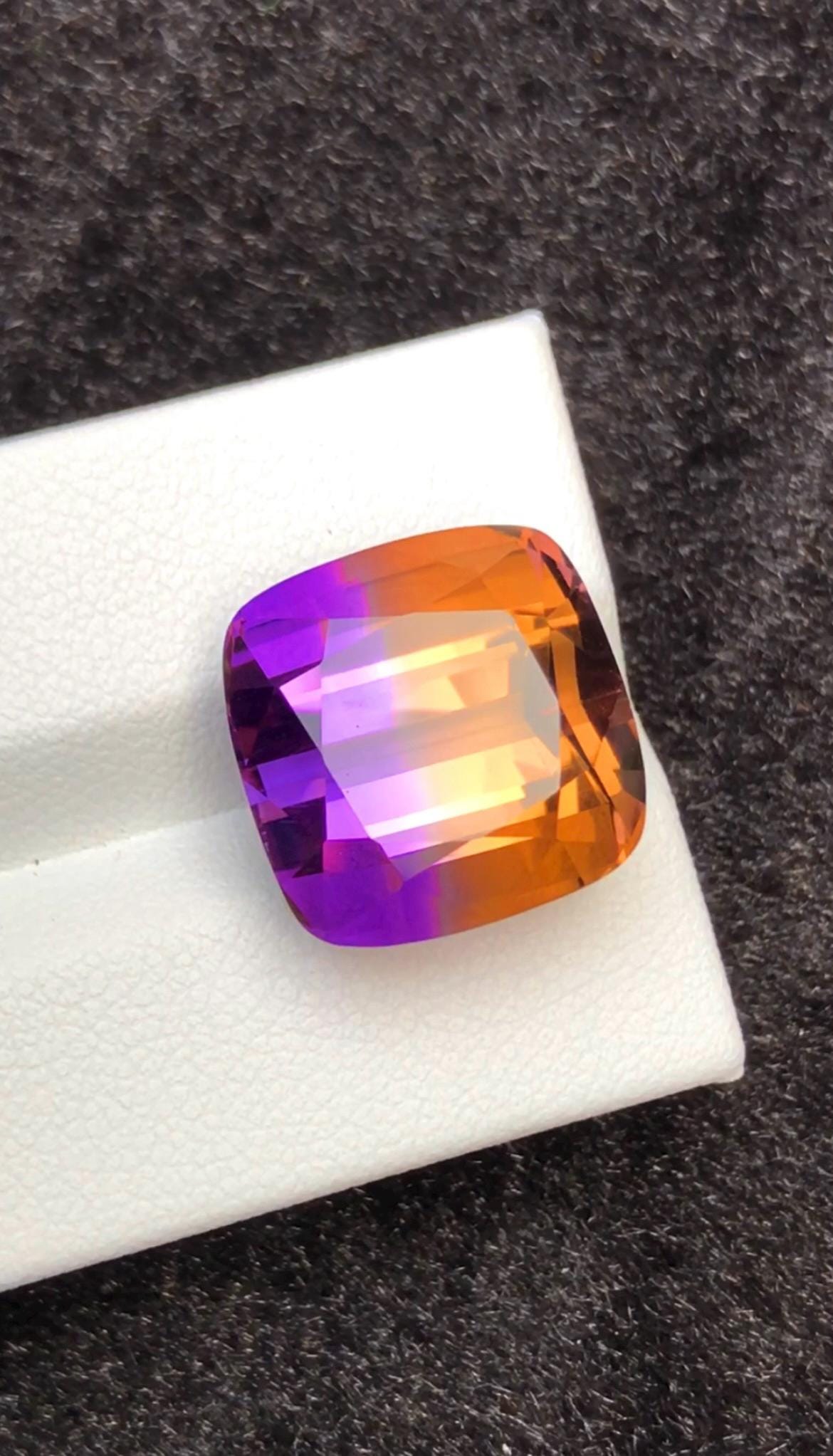 Bi-Color Ametrine 17.35 Ct Cushion Cut – Gemstone from Brazil
