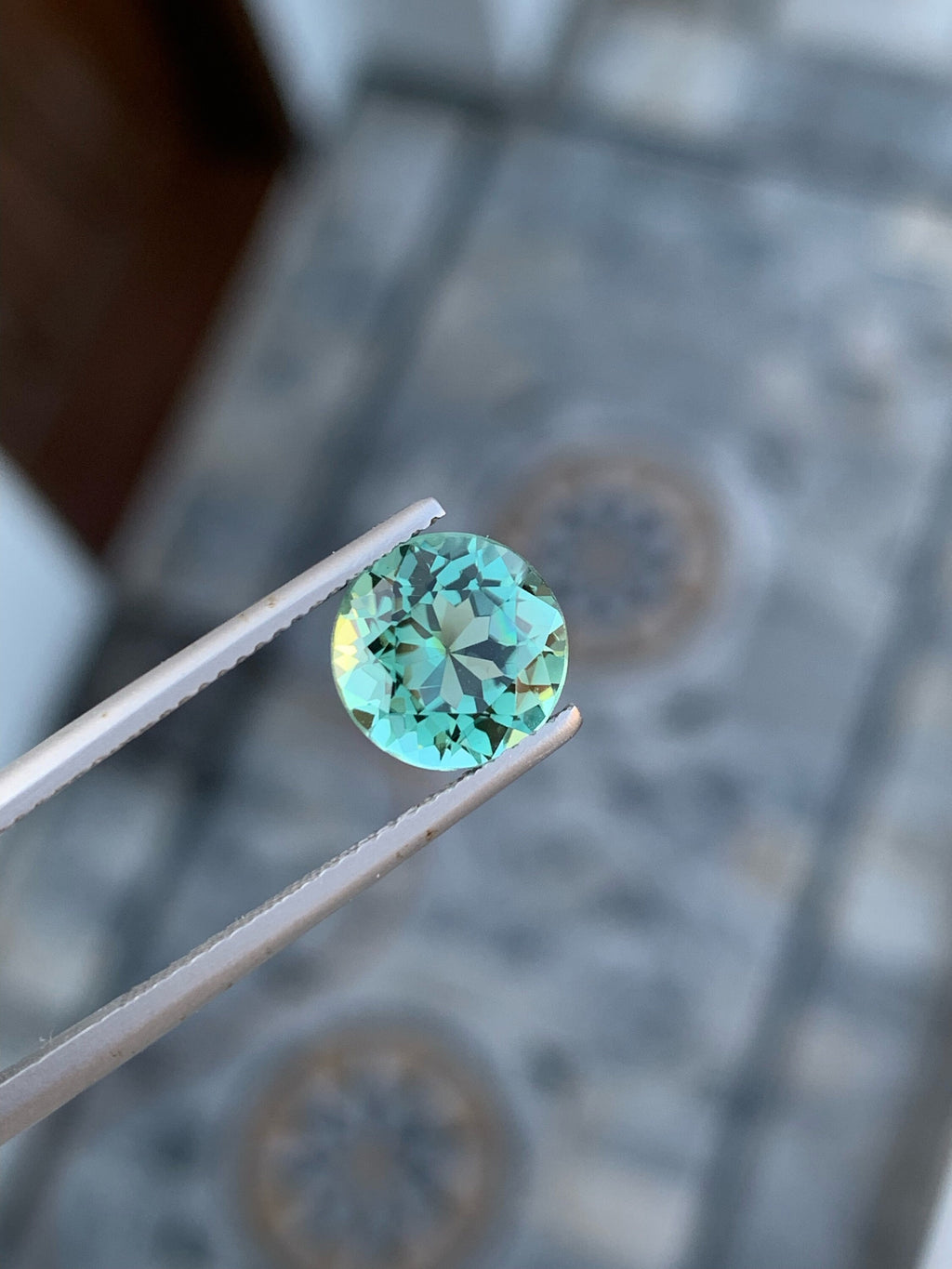 Seafoam Green Tourmaline Gemstone: Round Cut, Afghanistan Origin (08x08x04 MM)