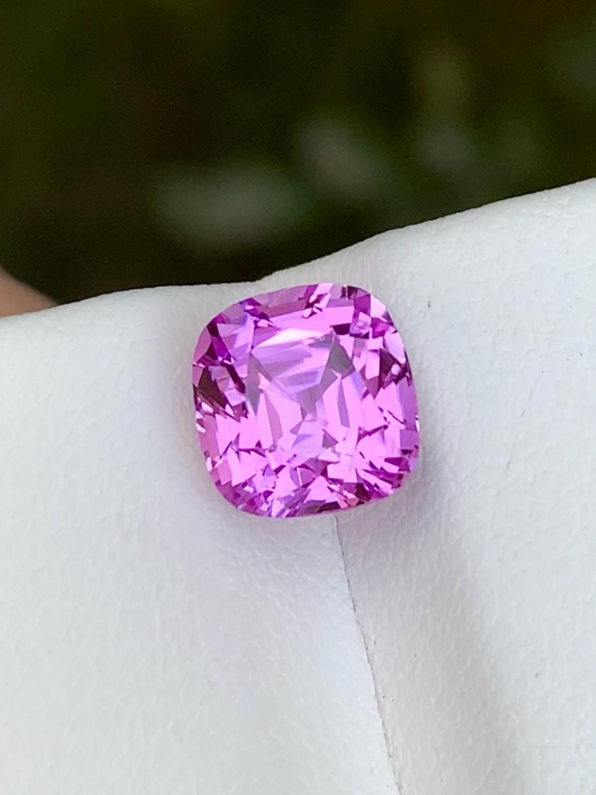Deep Pink Kunzite Gemstone: 4.05 CT Faceted Cushion Cut From Nuristan Afghanistan
