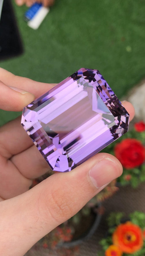 401 CT Pink Kunzite Gemstone: Emerald Cut Ring Stone