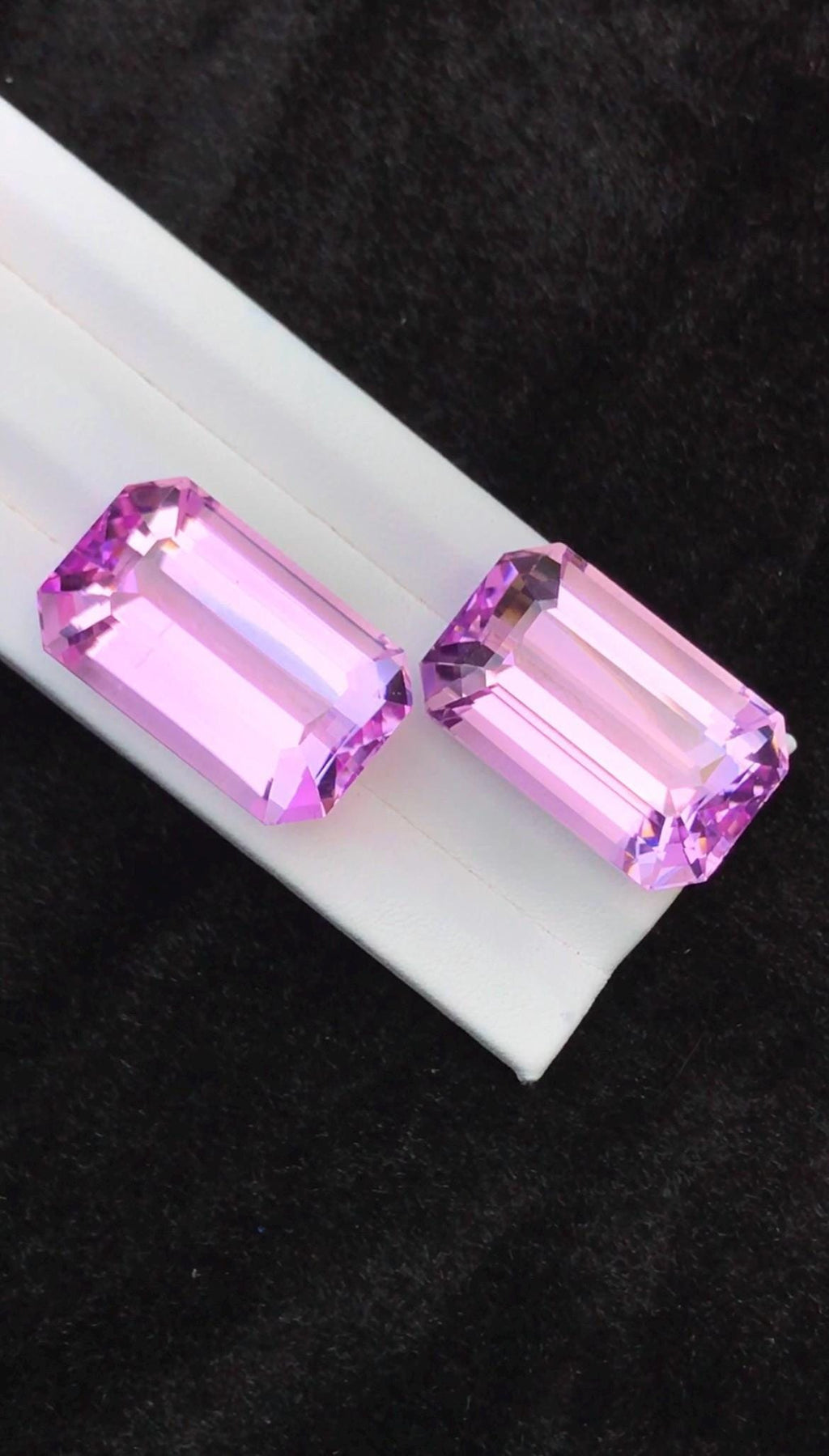 Pink Kunzite Pair 113.09 Carat Emerald Cut Matching Stones From Afghanistan