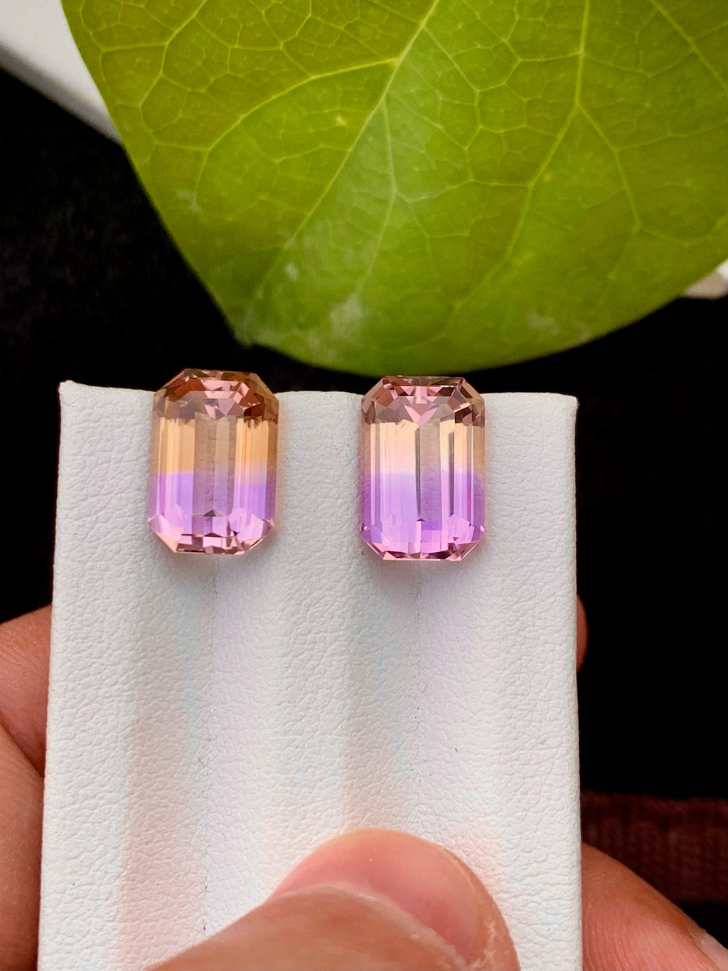 Emerald Cut Ametrine Gemstone Pair: Bi-Color Jewelry Stone, 9.60CT