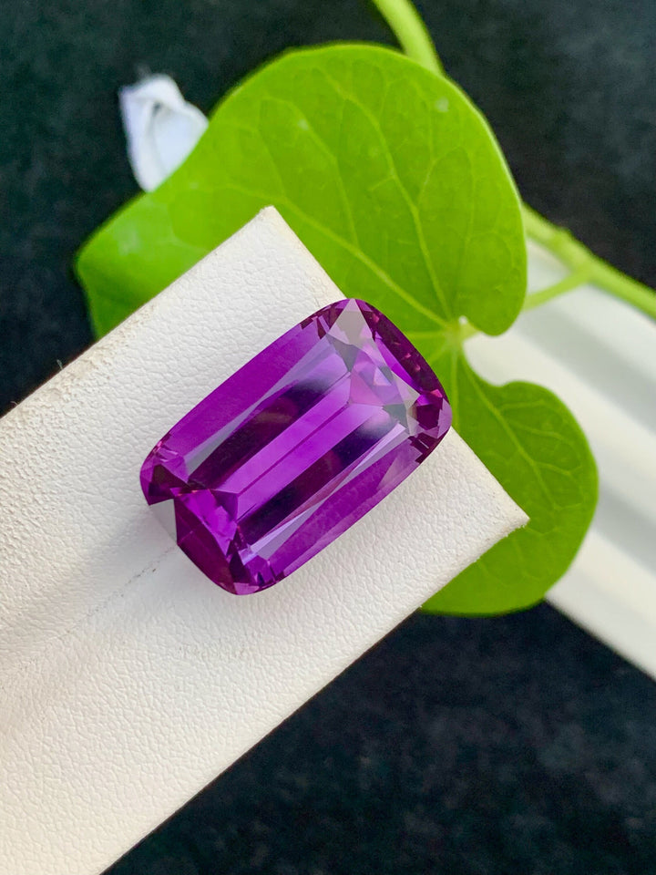 Natural Deep Purple Amethyst Gemstone: 26.00 CTS Cushion Cut, Africa
