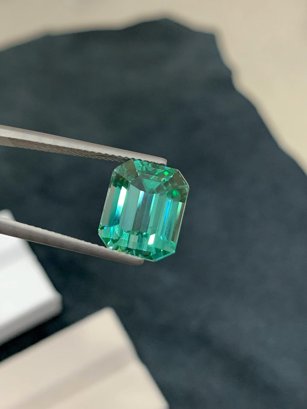 Hiddenite Carat Octagonal Emerald Cut 8.75 Green Kunzite from Afghanistan.