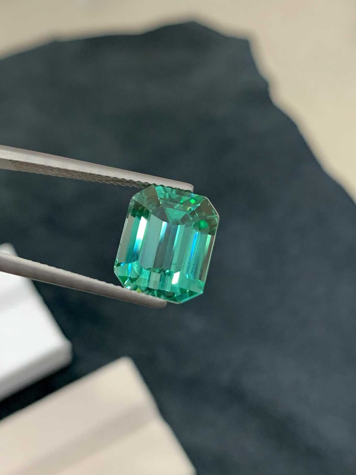 Hiddenite Carat Octagonal Emerald Cut 8.75 Green Kunzite from Afghanistan.