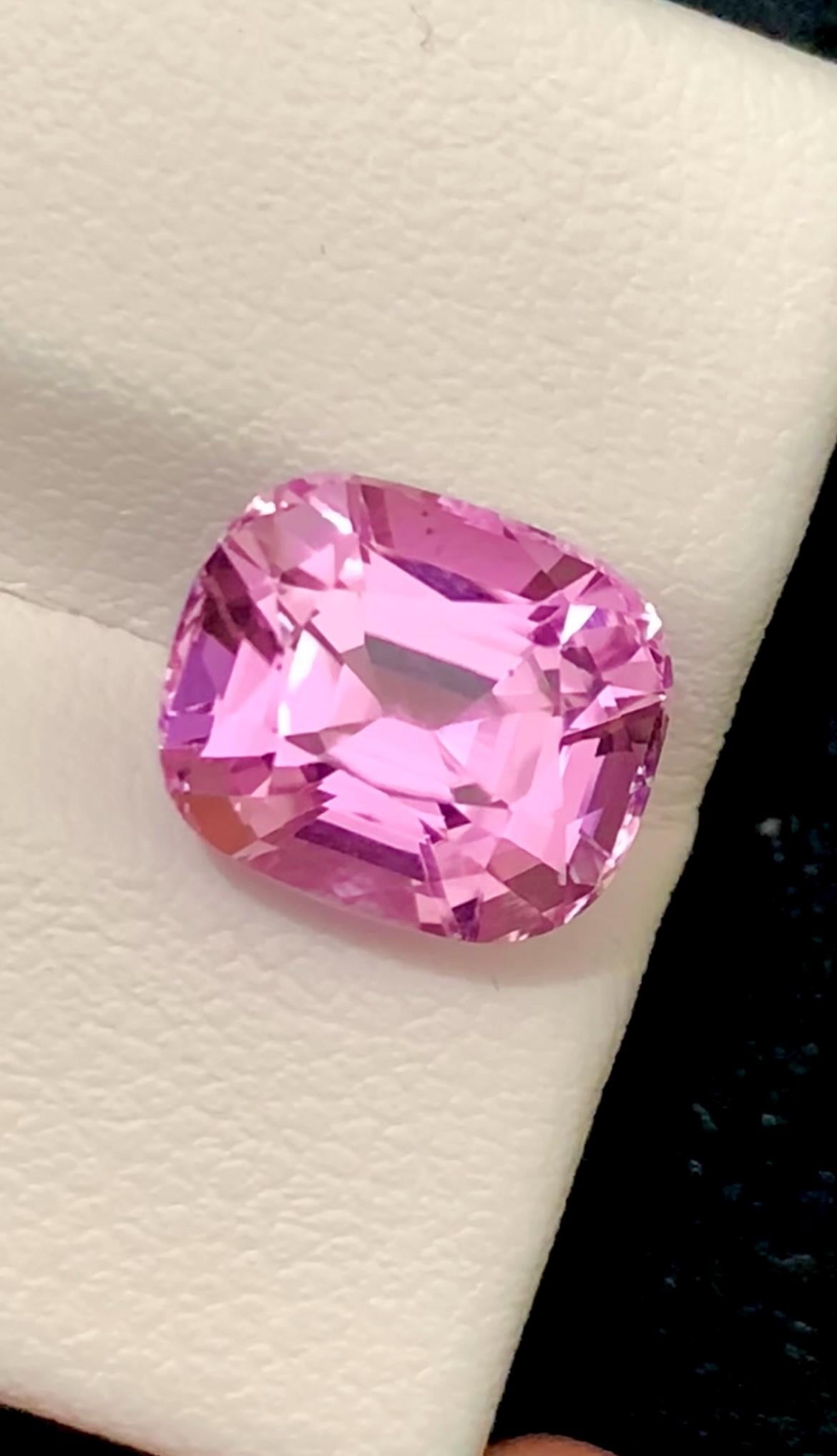 Pink Kunzite Gemstone: 4.95 CT Faceted Cushion Cut From Nuristan Afghanistan