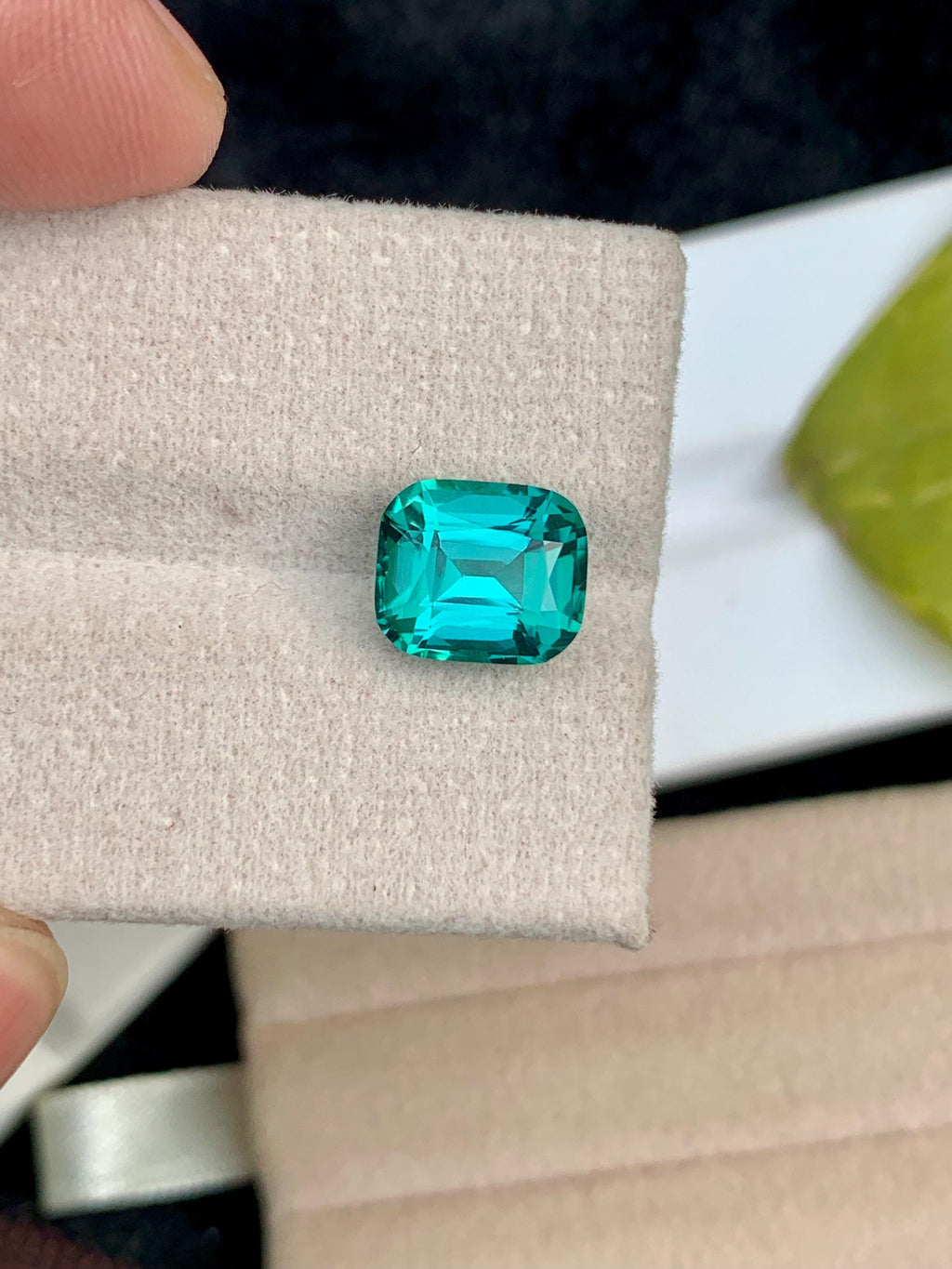 Lagoon Blue Tourmaline Stone: Faceted Cushion Cut, October Birthstone