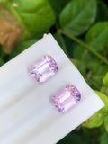 Pink Kunzite Pair 9.25ct Emerald Cut Gemstones from Afghanistan – Sparkling Matching Set