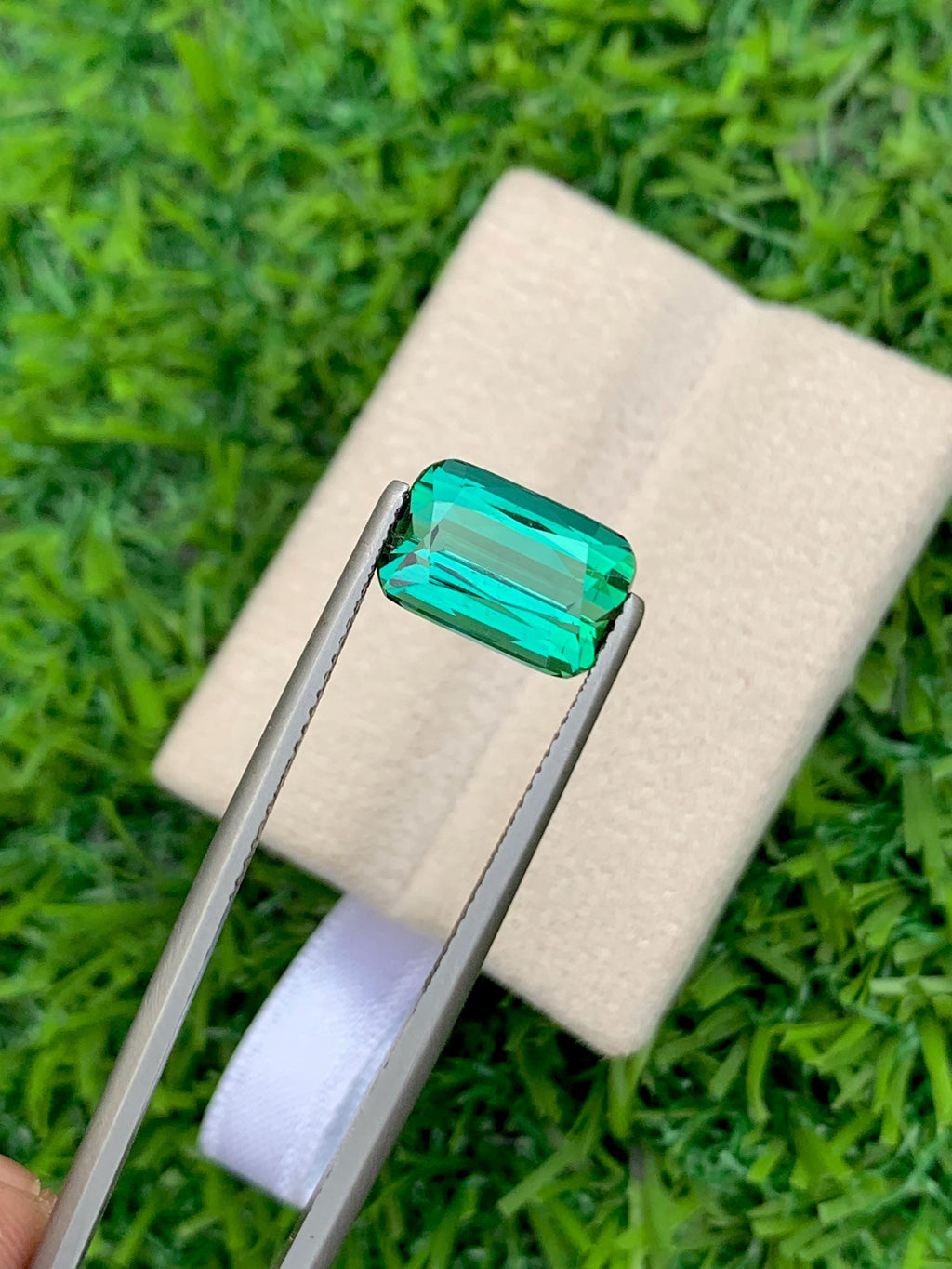 Bluish Green Tourmaline Gemstone: 3.40 CT Cushion Cut, Afghanistan Origin
