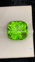 10 Carat Olive Green Peridot Gemstone: Cushion Cut, VVS Clarity