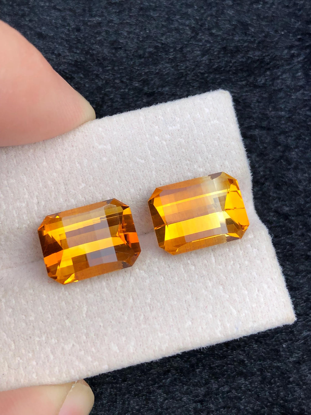 Natural Madeira Citrine Gemstone Pair: Vintage Orange November Birthstone (11.65 Carat)