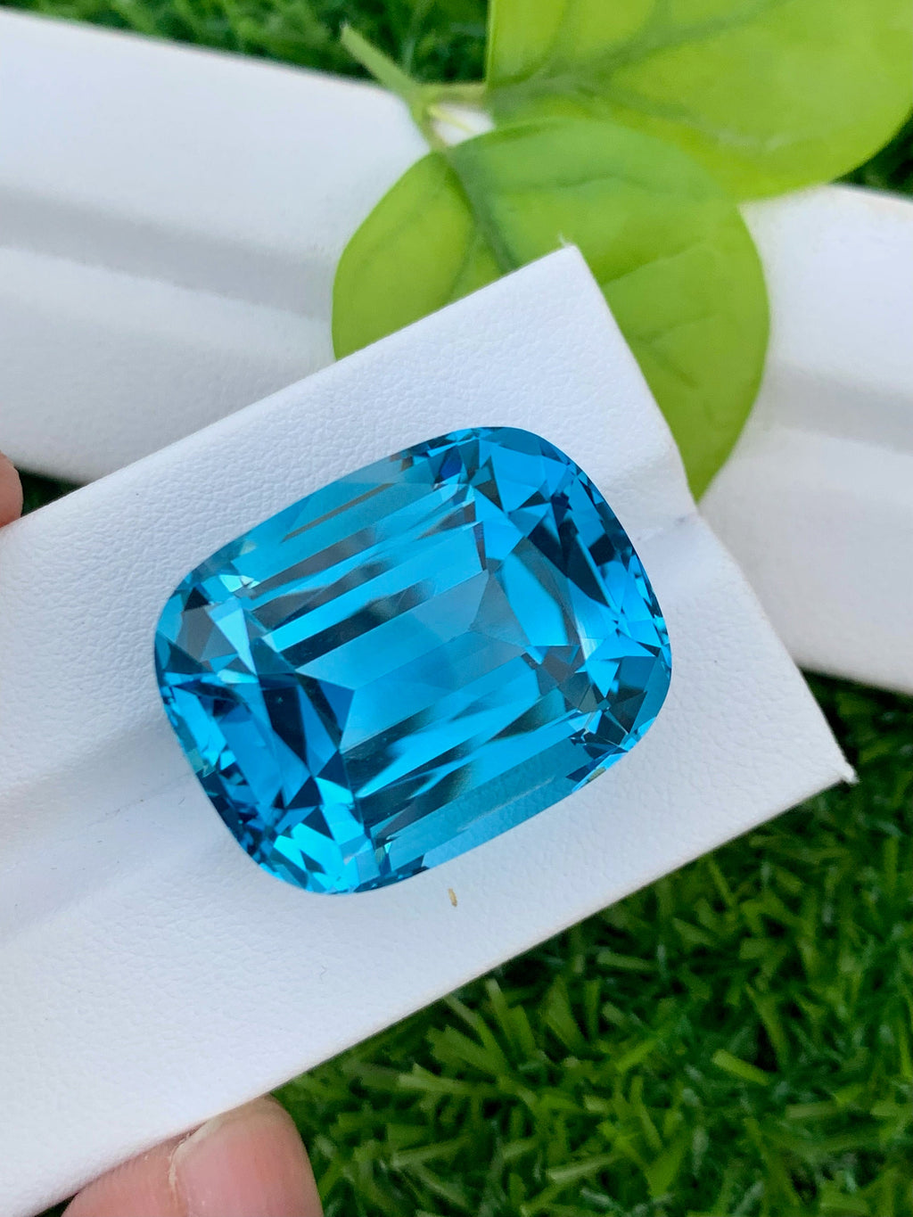 Electric Blue Topaz Gemstone: 76 CT Cushion Cut Swiss Topaz
