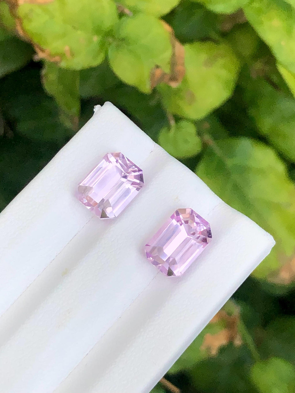 Pink Kunzite Pair 9.25ct Emerald Cut Gemstones from Afghanistan – Sparkling Matching Set