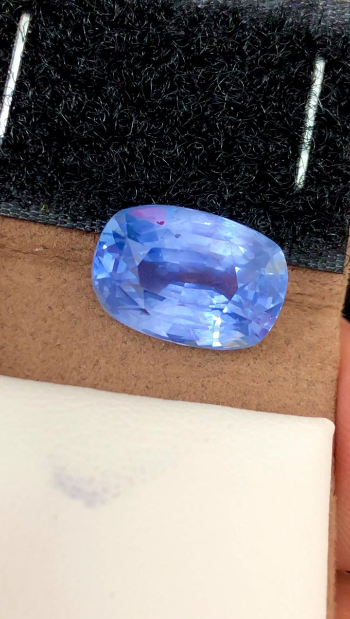 9.37 CT Cushion Cut Blue Sapphire Gemstone: Natural Faceted Ring Stone