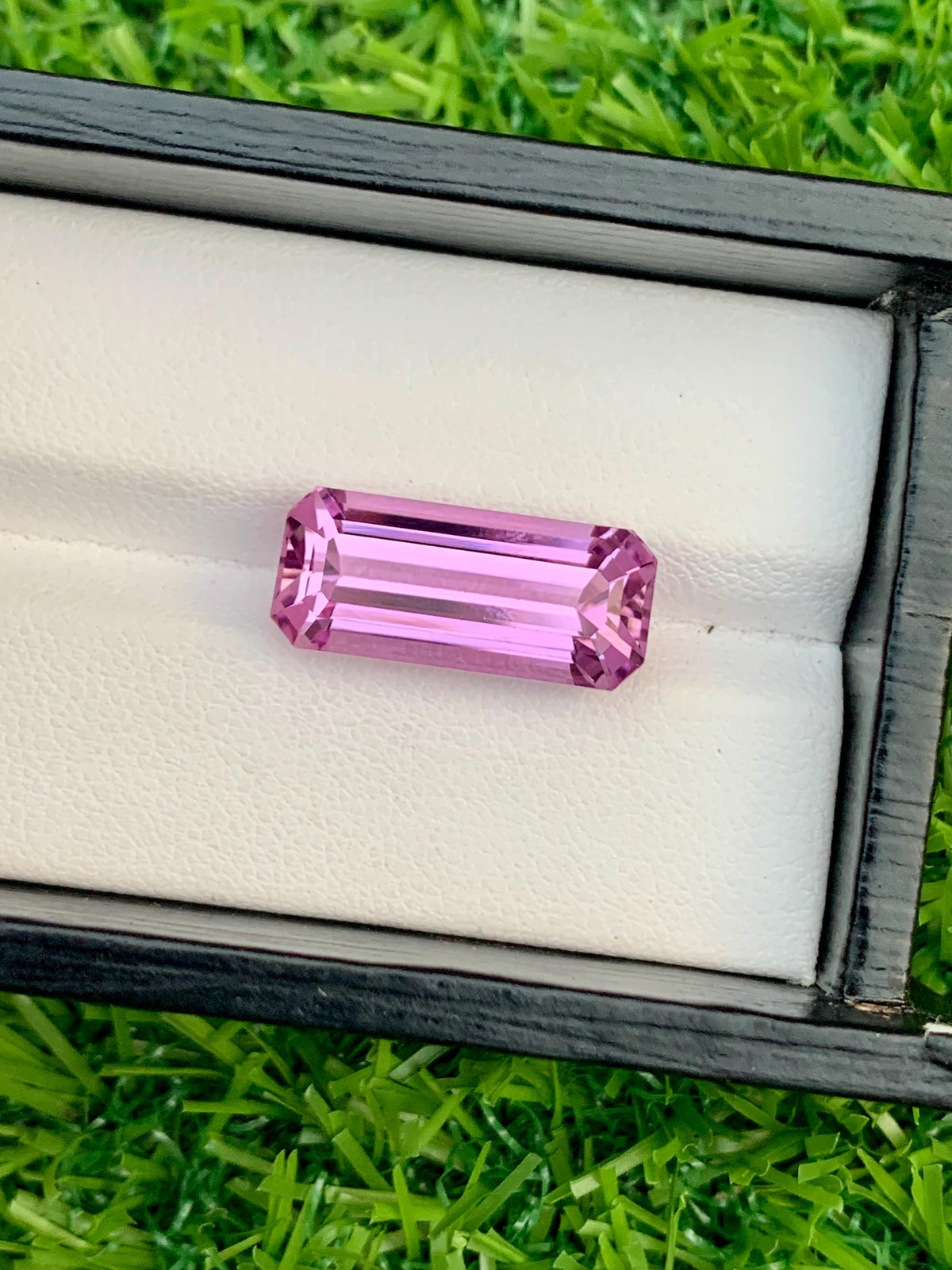 Emerald Cut Pink Kunzite Gemstone: 13.30 Carat, Afghanistan