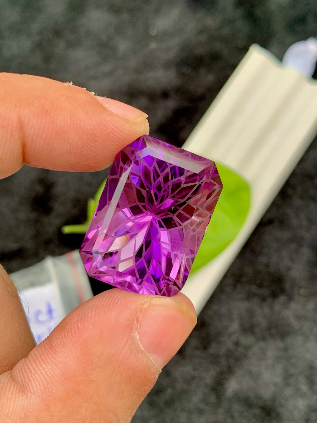 Precision Flower Cut Amethyst Loose Gemstone Big Size - 46.40 Carats