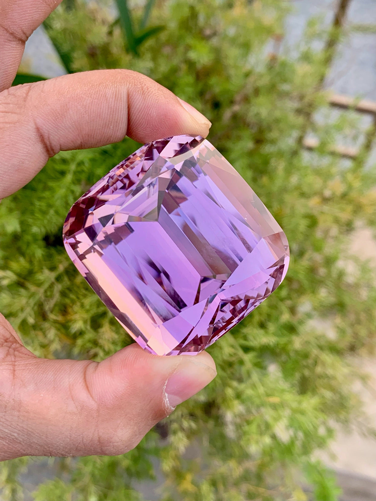 Peach Pink Kunzite Gemstone: 524 CT Cushion Cut, Flawless
