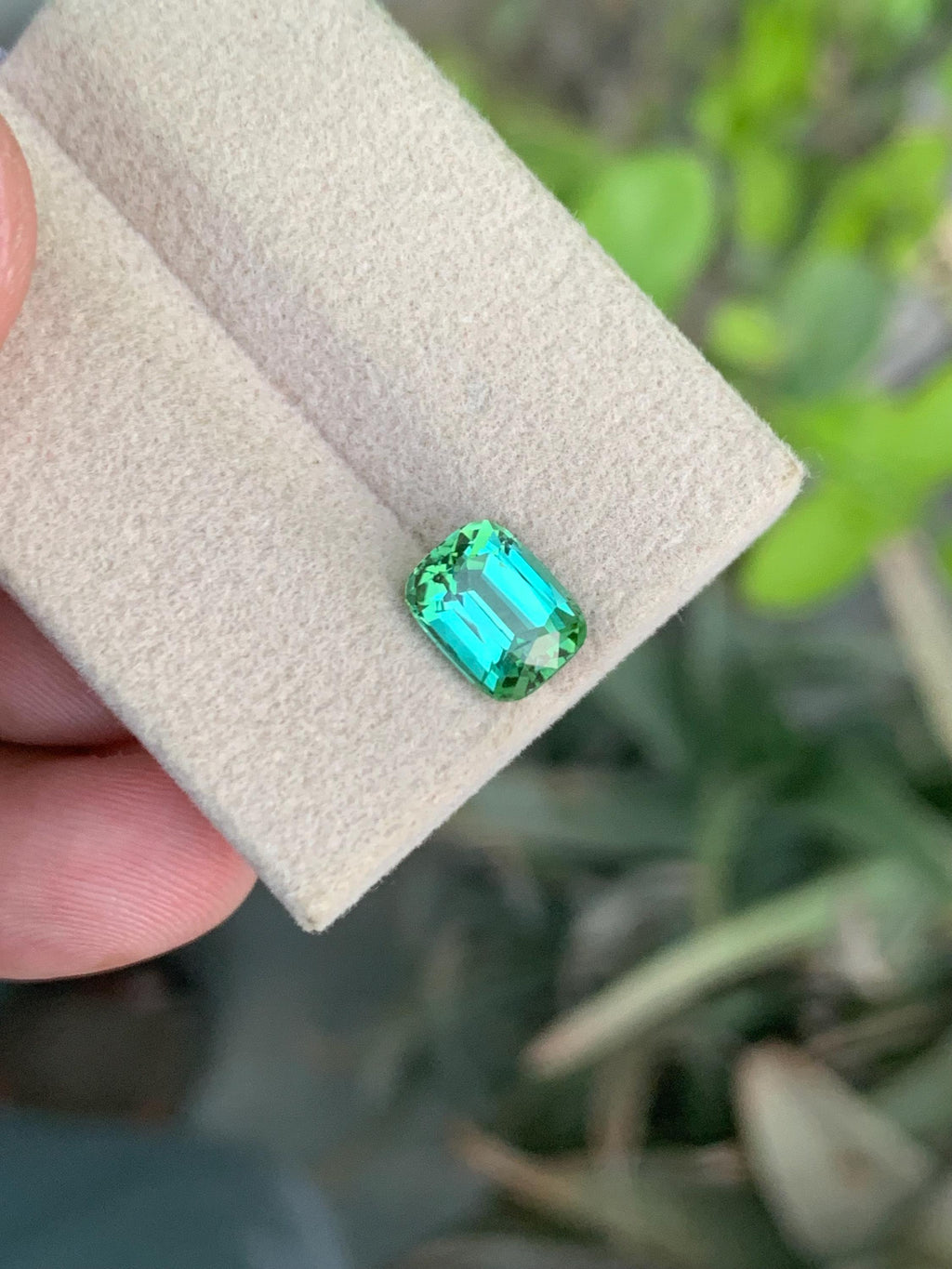 2.10 CT Natural Bluish Green Tourmaline Gemstone: Cushion Cut Stone