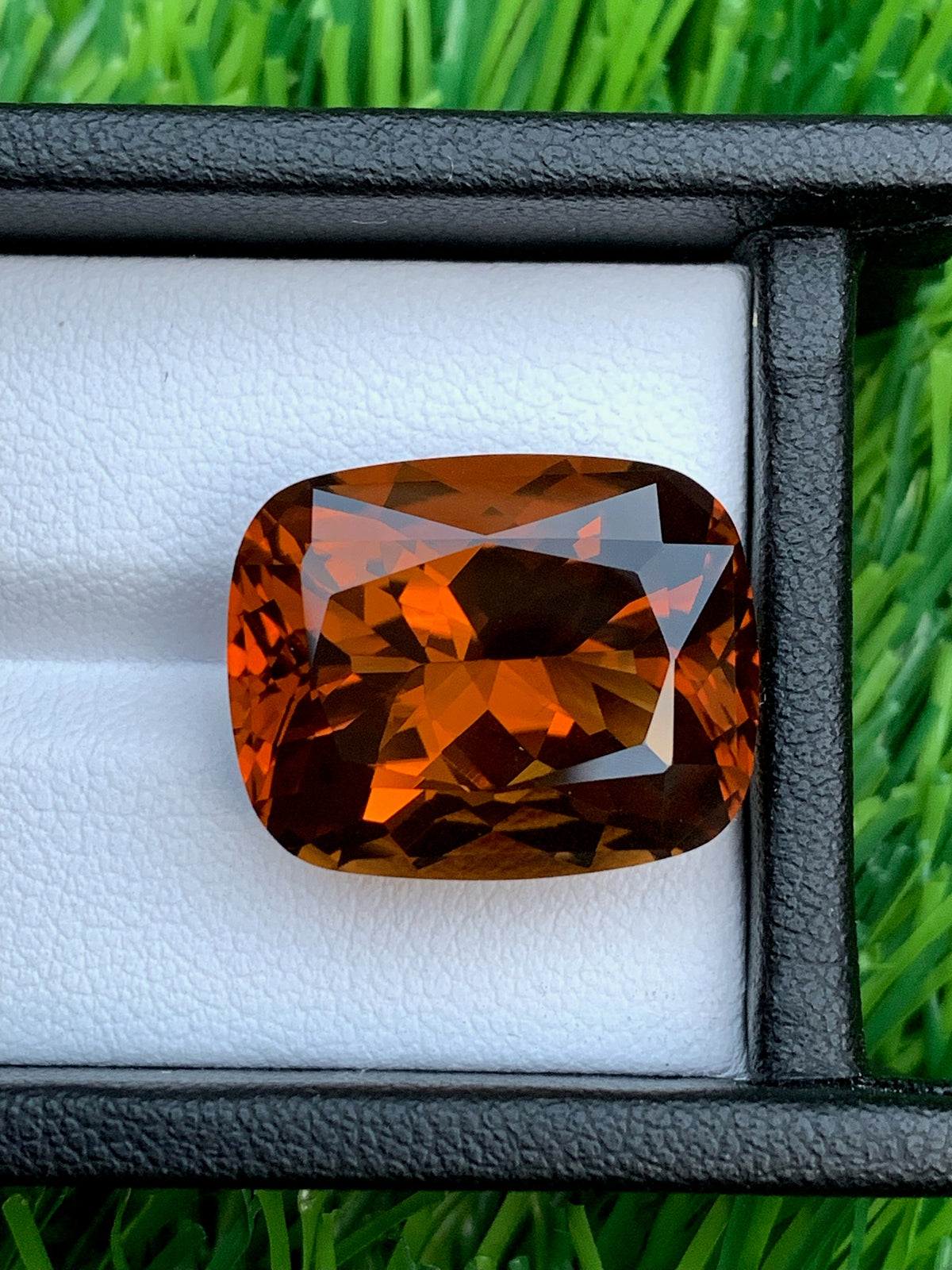 Mahogany Orange Citrine Gemstone: 21 CT Fancy Cushion Cut