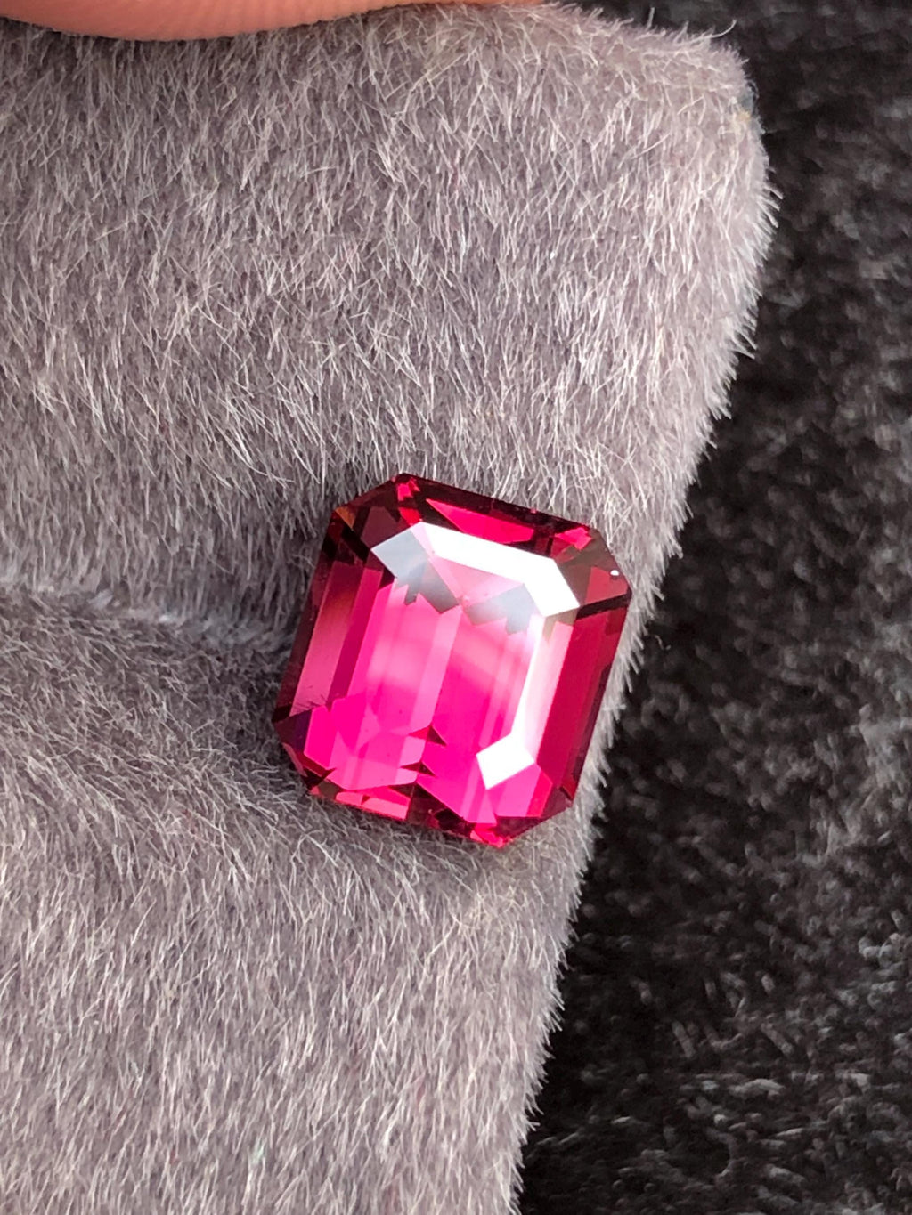 Raspberry Pink Rhodolite Garnet Emerald Cut 3.15 ct Tanzania