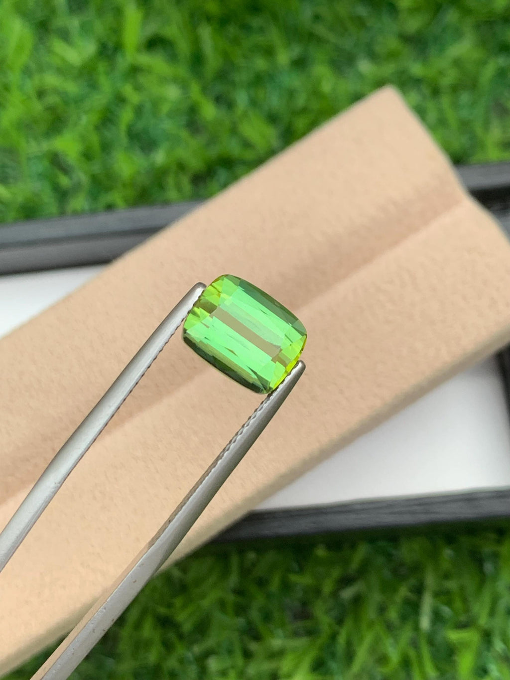 4.35 CT Bluish Green Tourmaline Gemstone: Cushion Cut Ring Stone