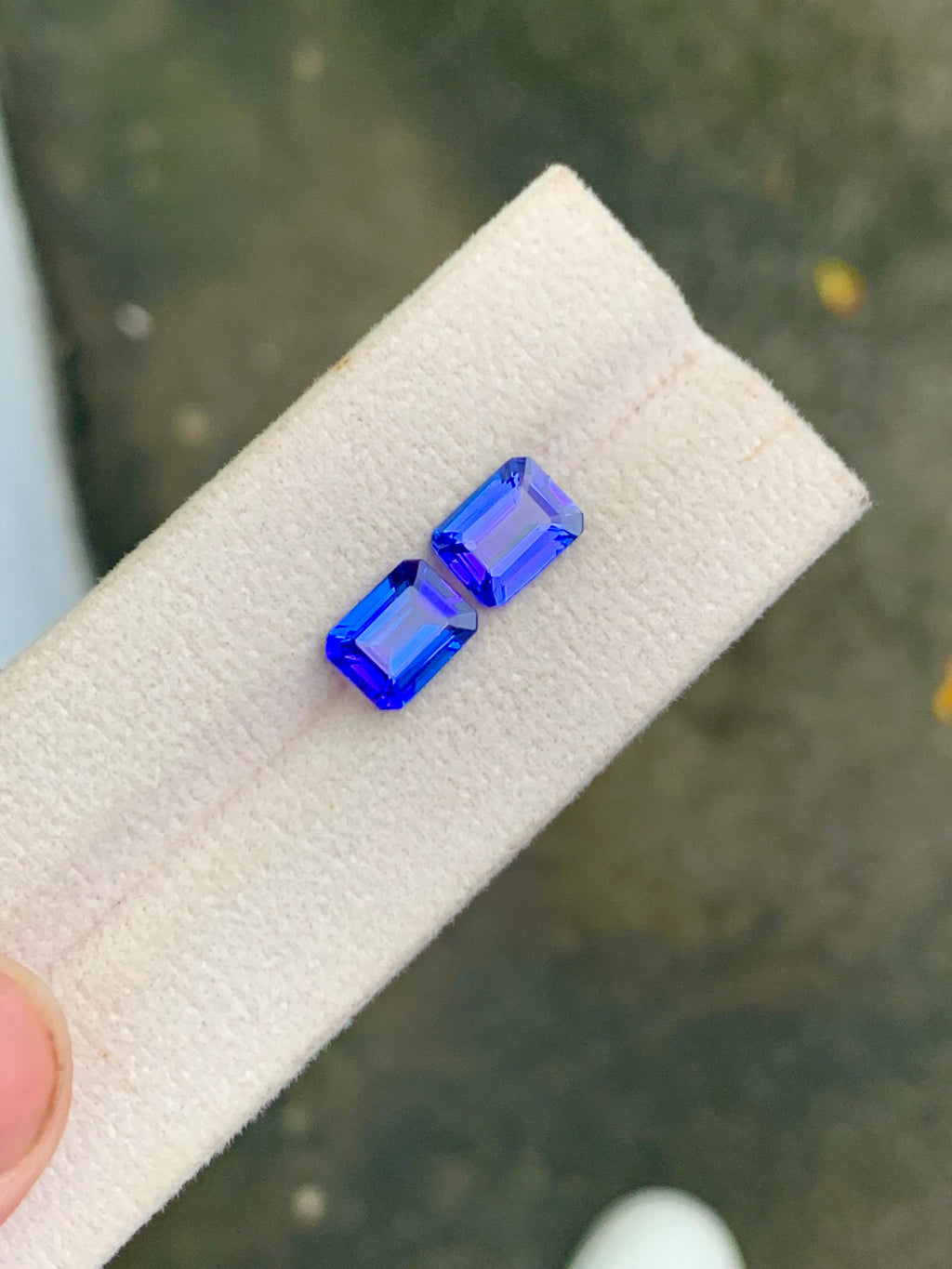 Emerald Cut Tanzanite Gemstone Pair: Natural Blue D Block, 4.79 Carat
