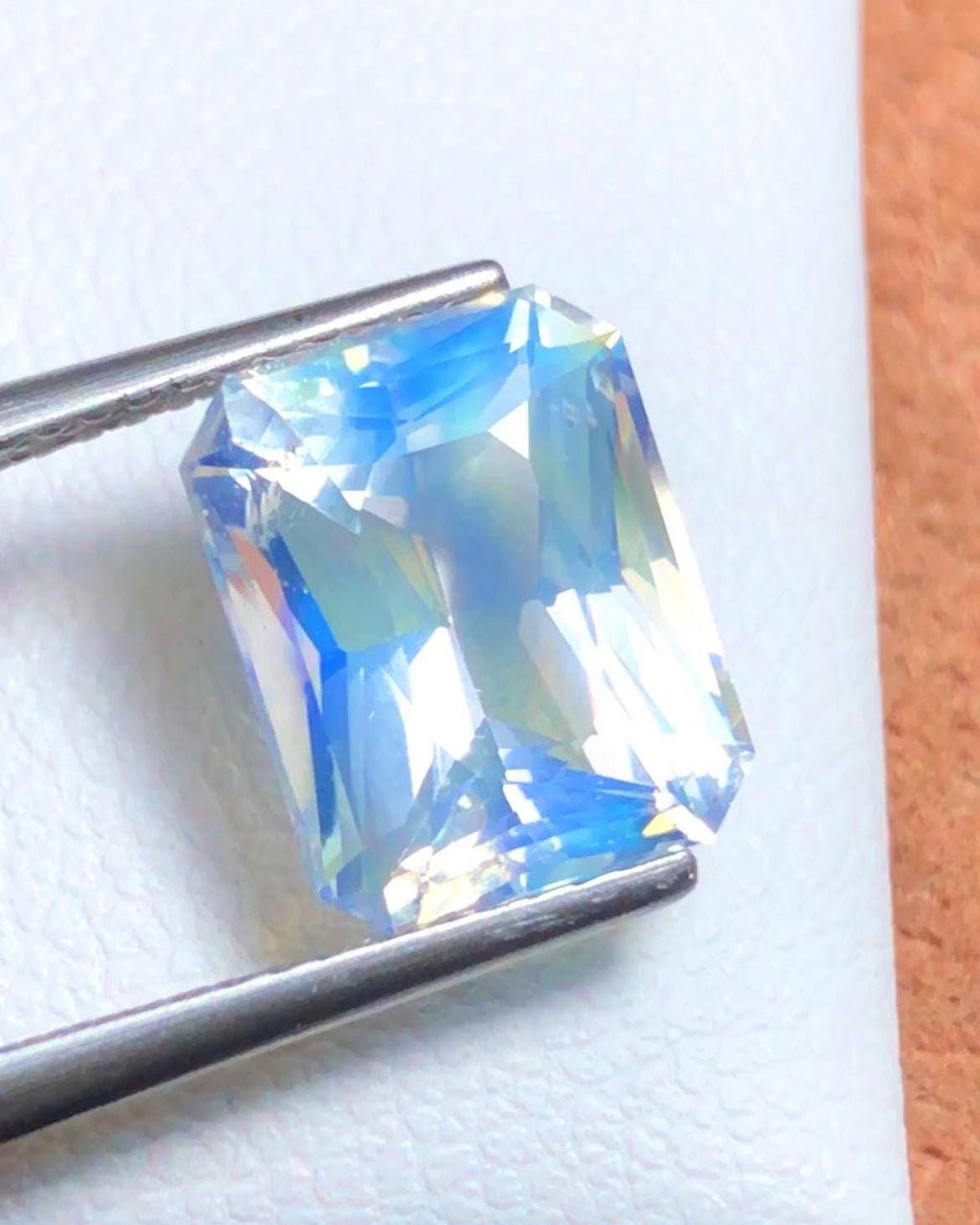 Rainbow Moonstone 3.65ct Octagonal Radiant Scissor Cut – Madagascar