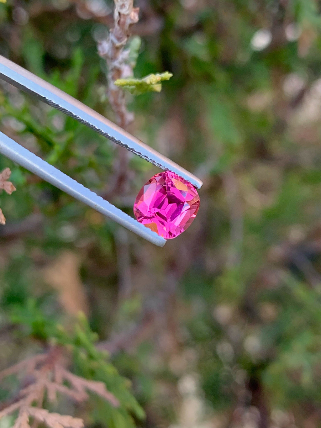 Deep Pink Tourmaline Gemstone: 1.55 CT Cushion Cut Stone