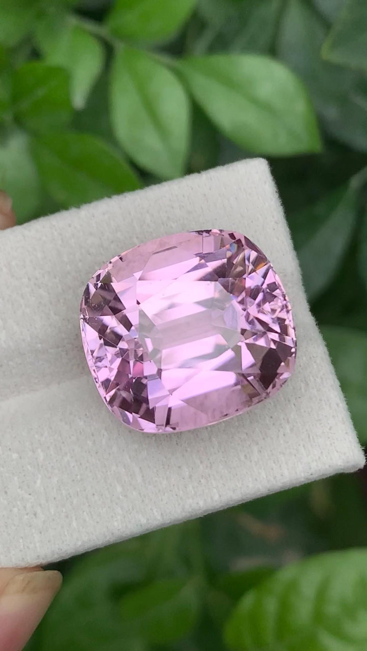 Certified Pink Kunzite Gemstone: 34.35ct Cushion Cut, Afghanistan