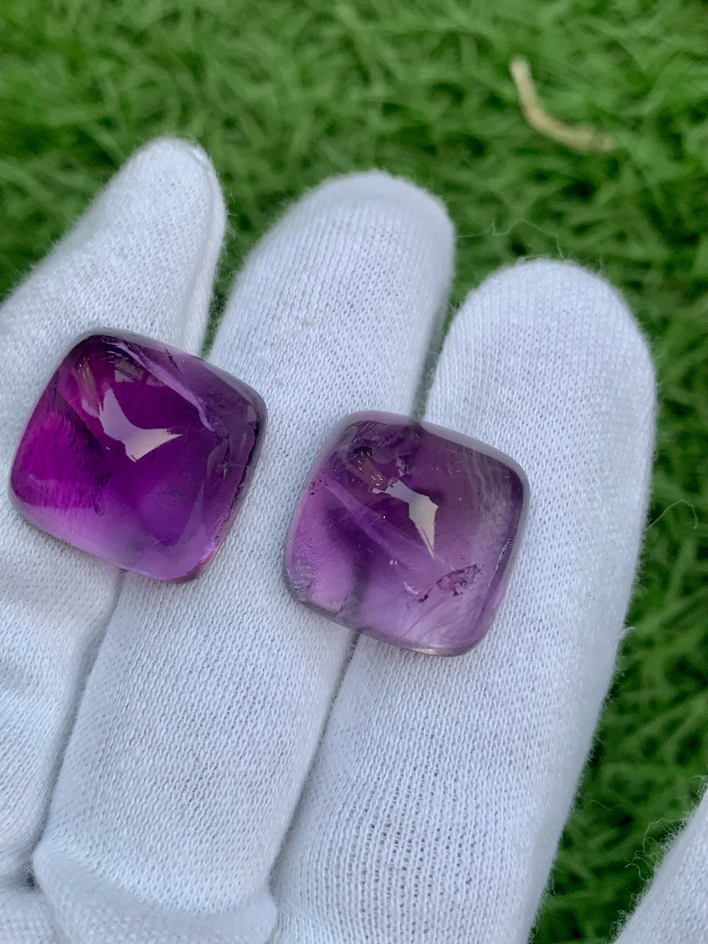 Deep Purple Amethyst Sugarloaf Cabochon Pair: 84.20 Carat Gemstone