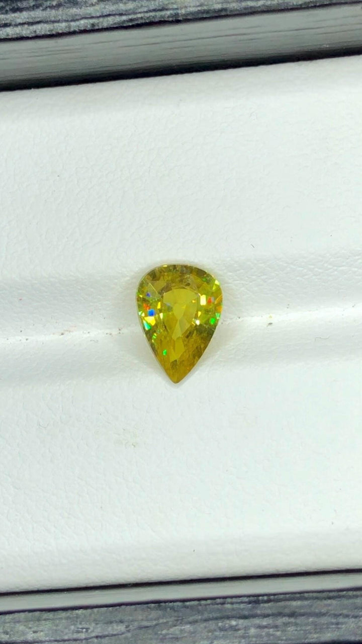 Pear Shape Sphene Gemstone: Natural Faceted Titanite, 1.30 CT
