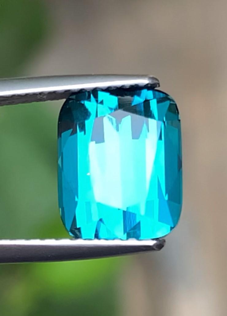 Lagoon Blue Tourmaline Gemstone: 3.50 CT Cushion Cut, October Birthstone