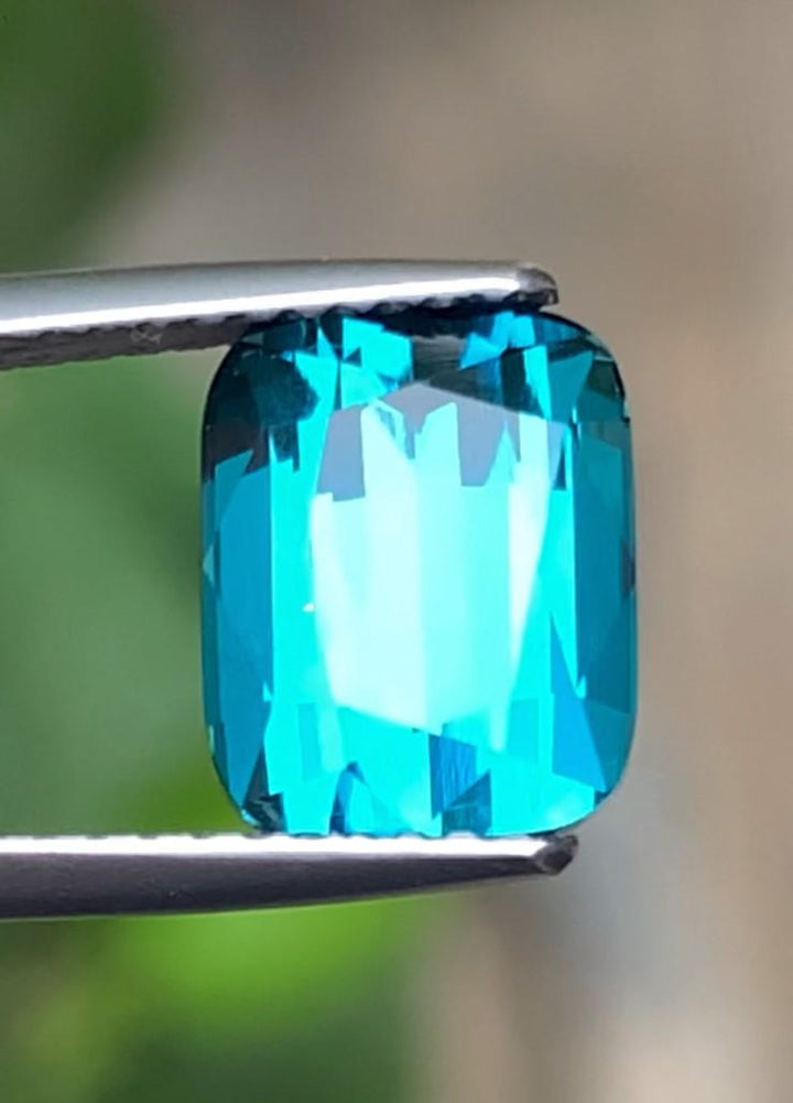 Lagoon Blue Tourmaline Gemstone: 3.50 CT Cushion Cut, October Birthstone