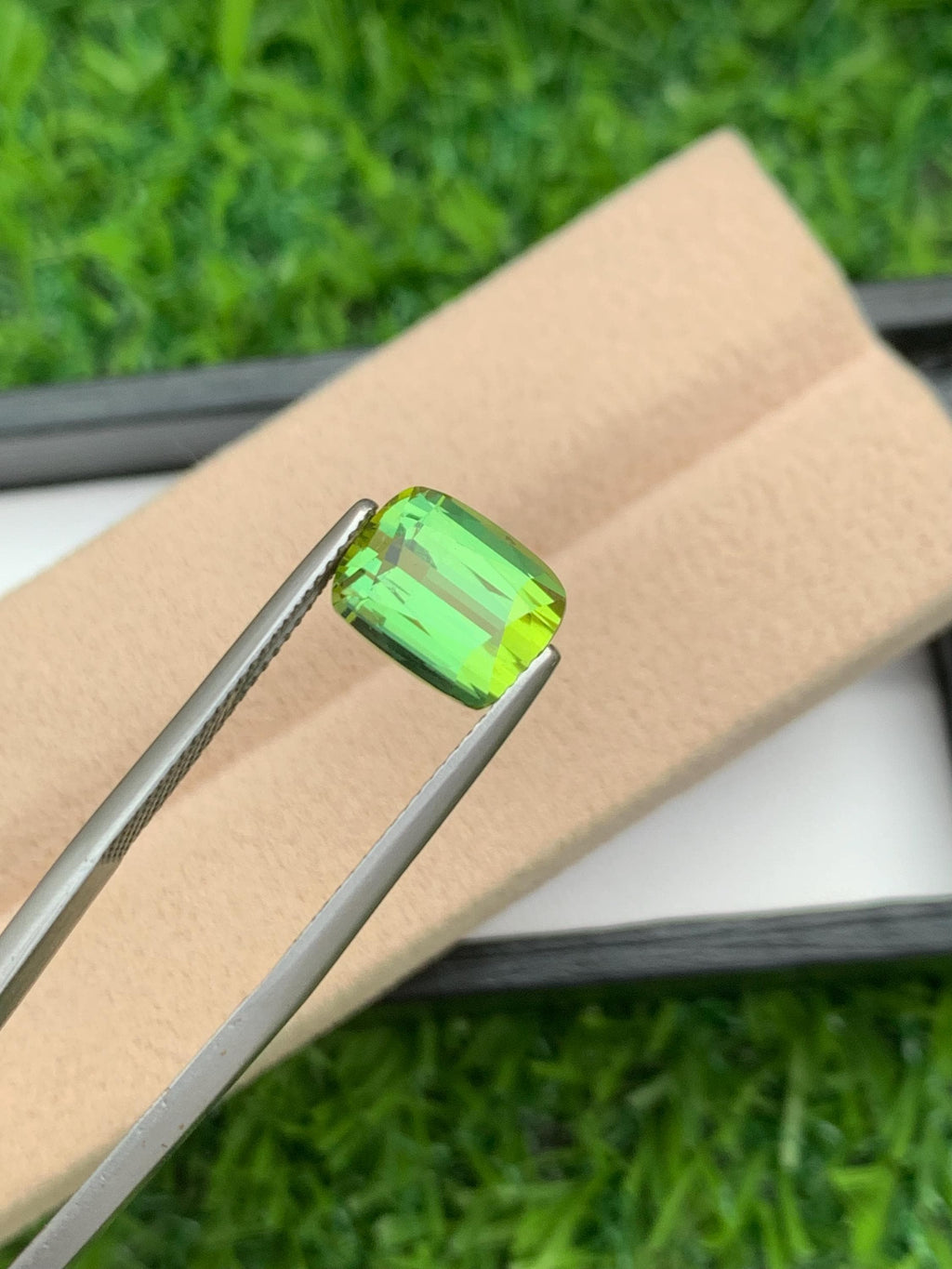 4.35 CT Bluish Green Tourmaline Gemstone: Cushion Cut Ring Stone