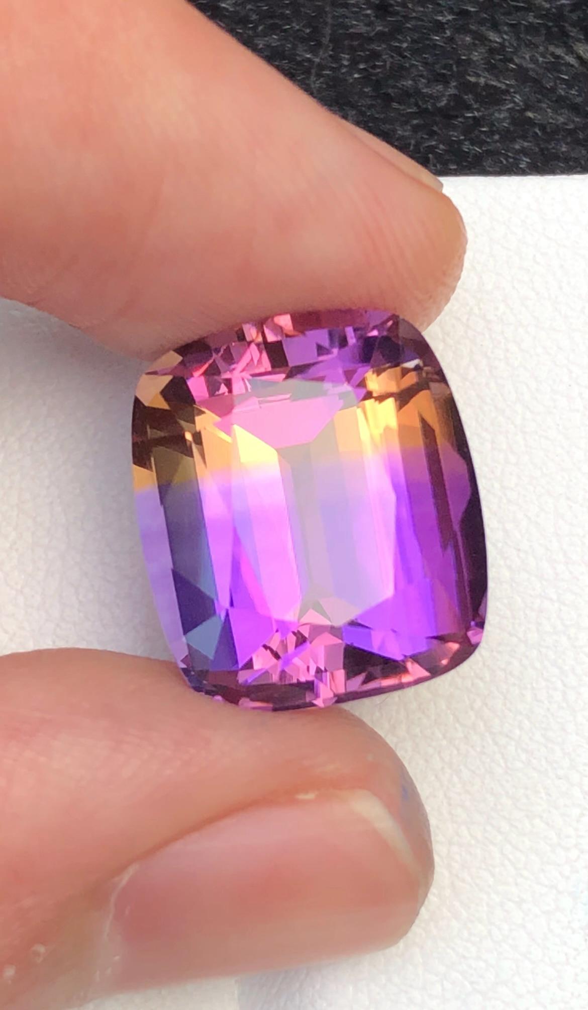 Bi-Color Ametrine 13 Ct Cushion Cut – Gemstone from Brazil