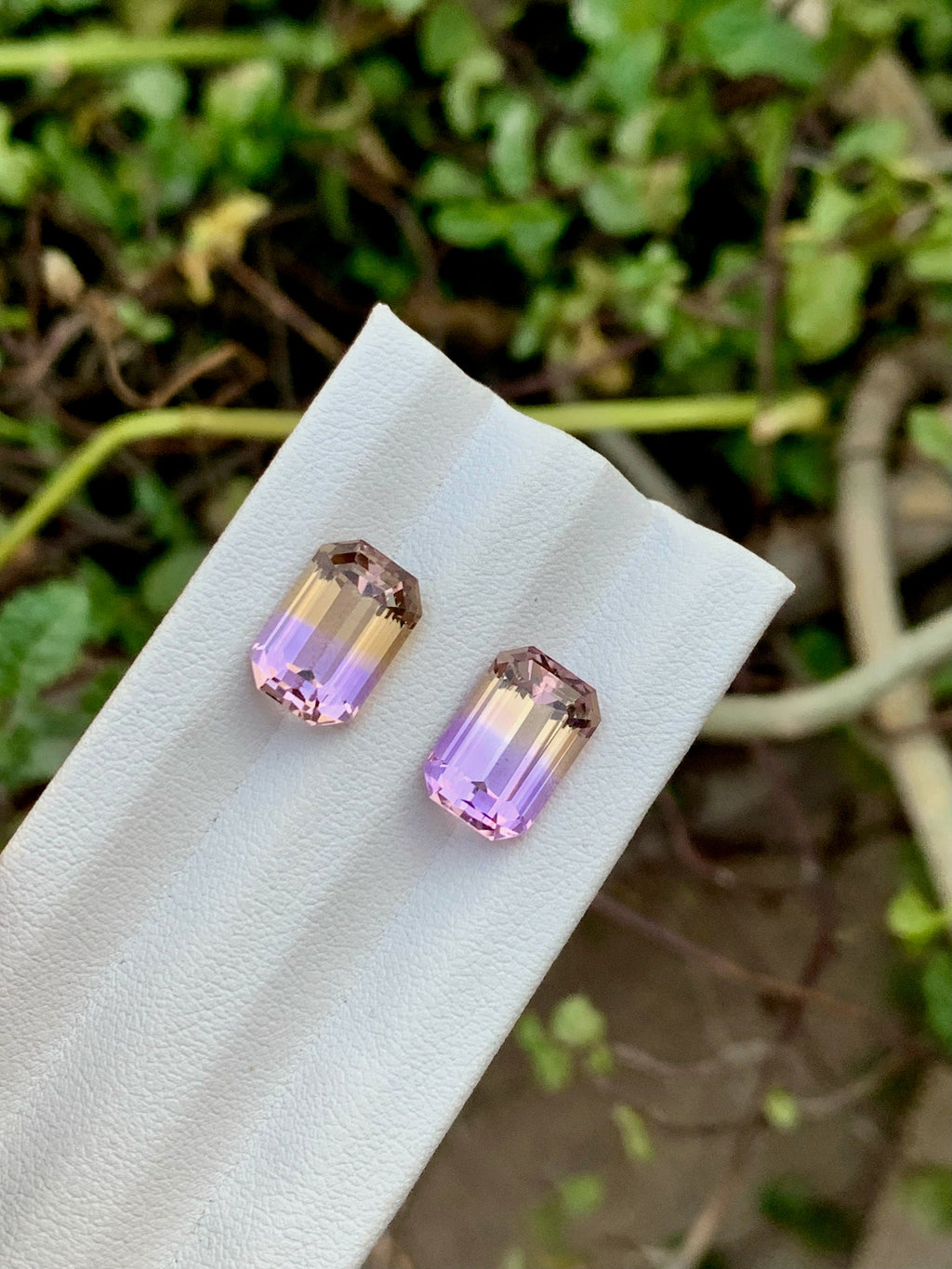 Emerald Cut Ametrine Gemstone Pair: Bi-Color Jewelry Stone, 9.60CT
