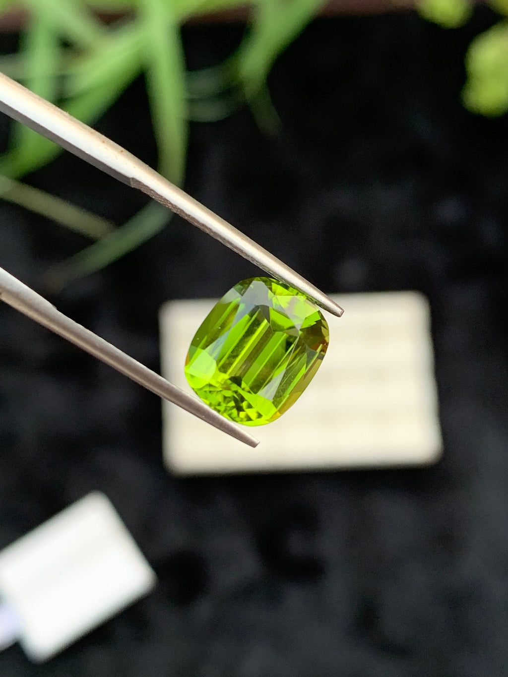 Lime Green Peridot Gemstone: 4.30 Carat Cushion Cut, August Birthstone