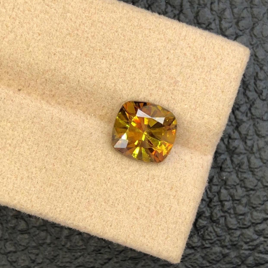 2.60 CT Cushion Cut Sphene Gemstone: Himalayan Fire Titanite