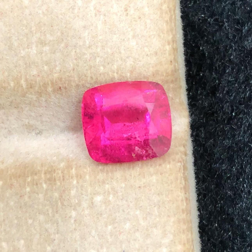 Rubellite Tourmaline 2.05ct Cushion Cut Gemstone Vivid Neon Pink from Afghanistan