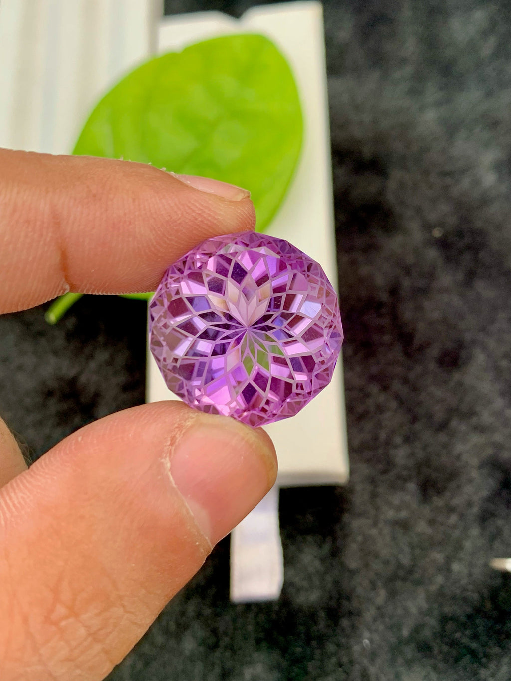 Purple Pink Amethyst Gemstone: Precision Flower Cut, Loupe Clean (29.10 CT)