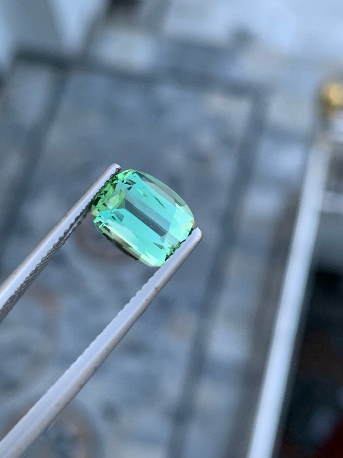 Natural Blue Green Tourmaline Gemstone For Ring Making , Cushion Cut Tourmaline Stone , 3.65 CT