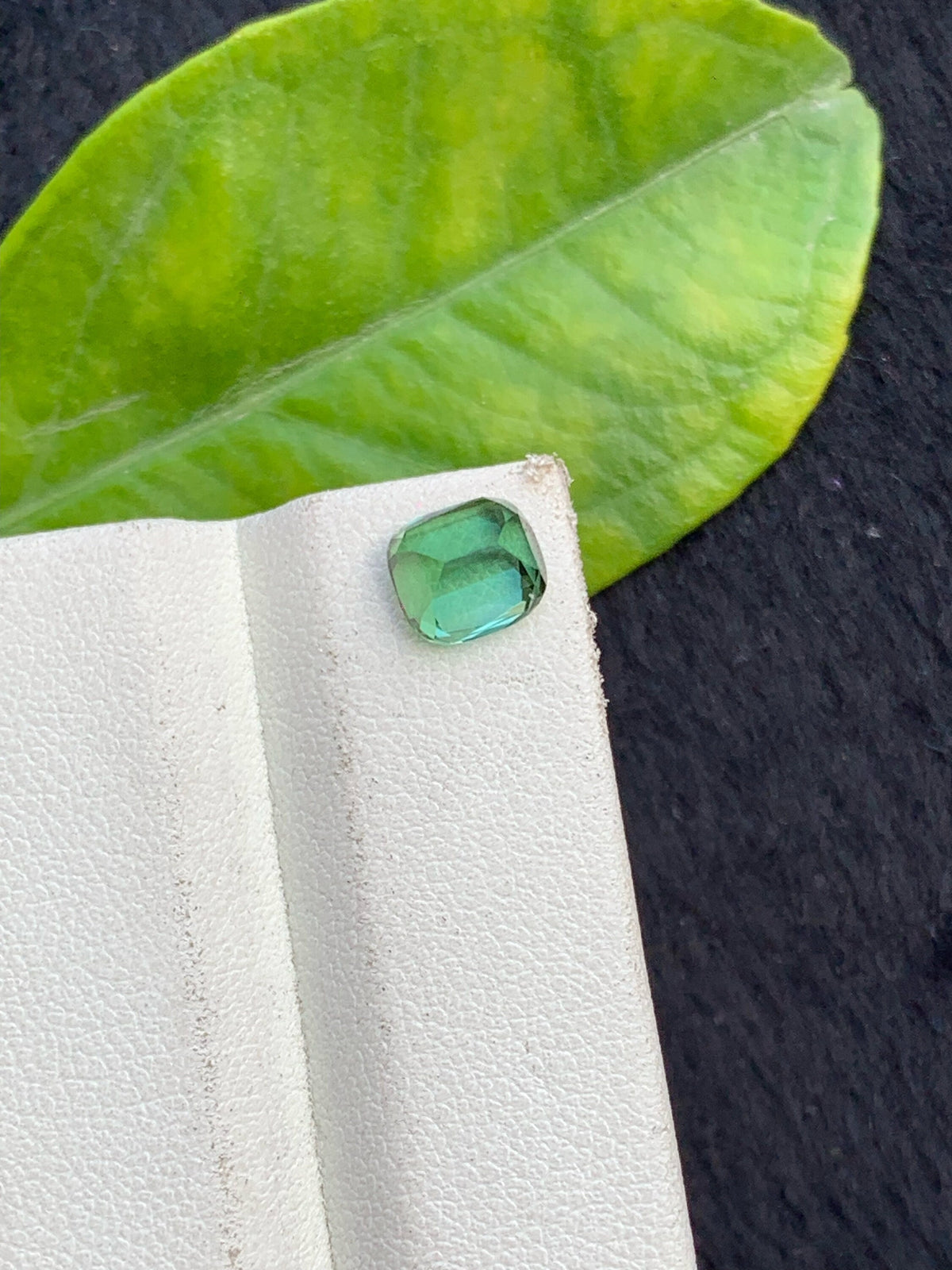 1.5 CT Bluish Green Tourmaline Gemstone: Flawless Cushion Cut