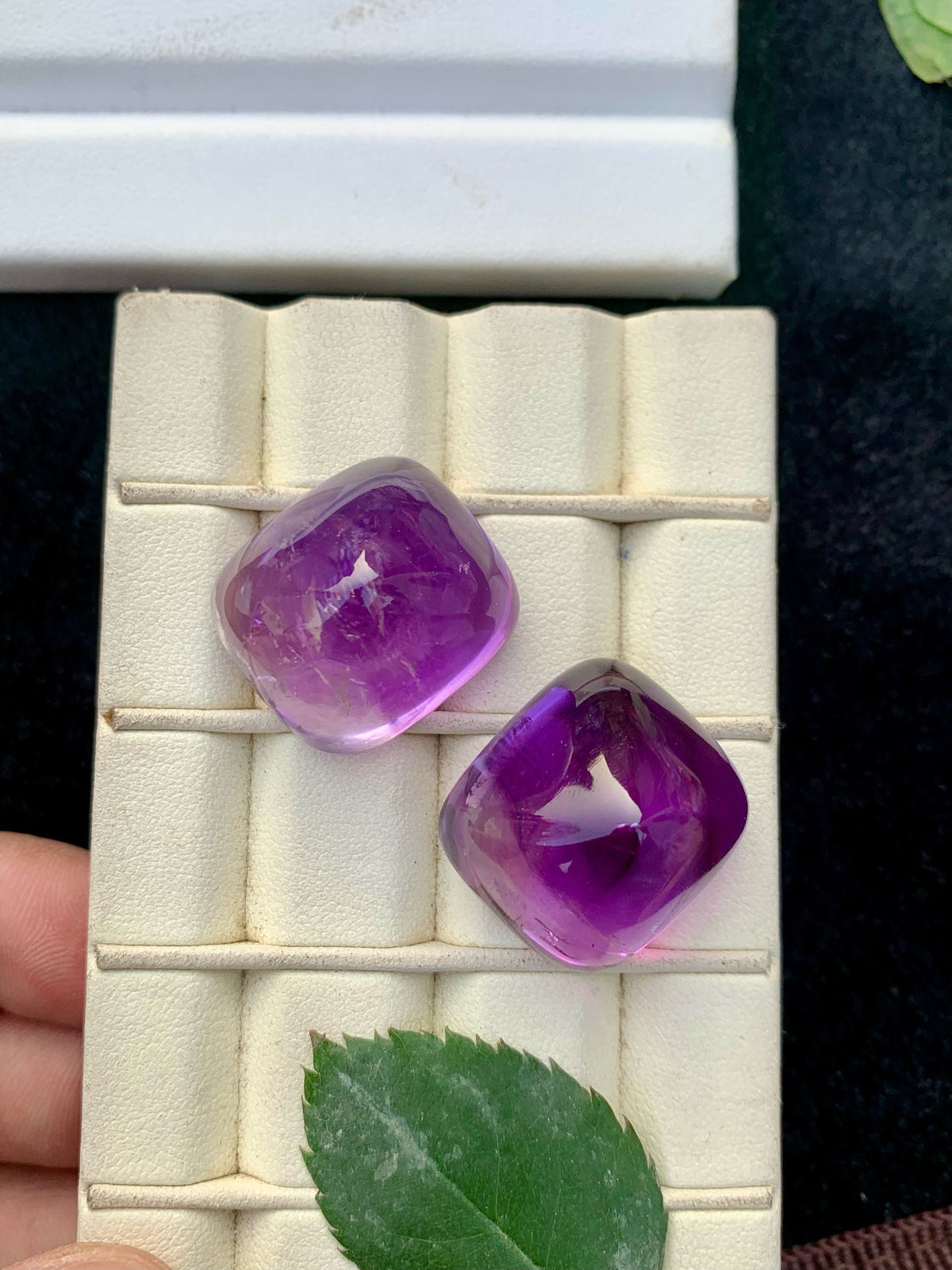 Deep Purple Amethyst Sugarloaf Cabochon Pair: 113.05 Carat Gemstone